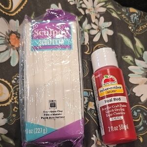 New Sculpey Oven-Bake Clay and Apple Barrel Red Paint Set